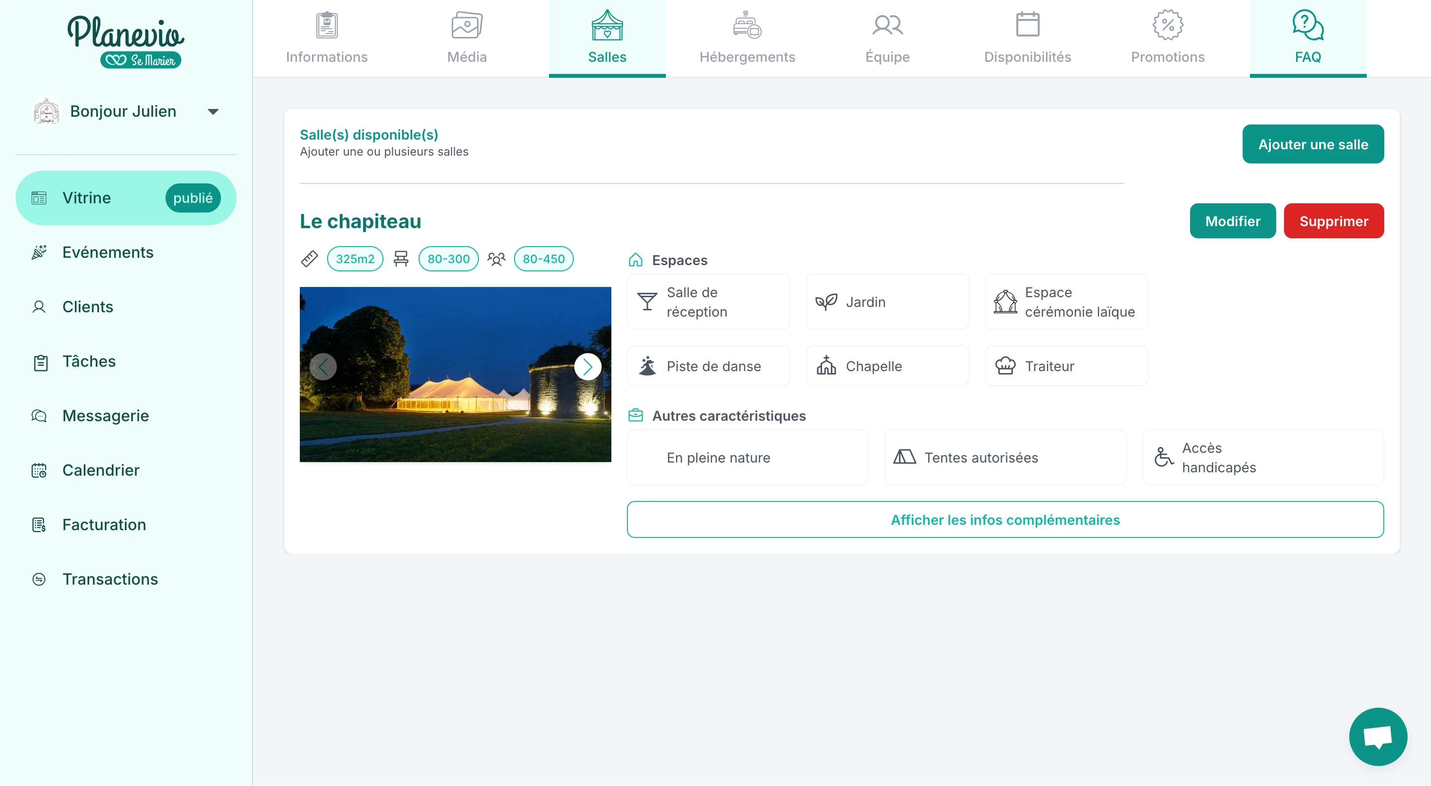 Module "Salles & hébergements"